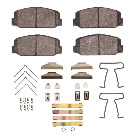 Dynamic Friction Co 5000 Advanced Brake Pads - Semi Metallic and Hardware Kit, Long Pad Wear, Front 1551-0178-01